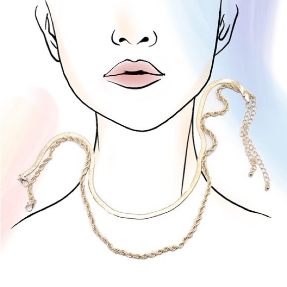 Layered rope and herringbone necklace set - Picture 5 of 8